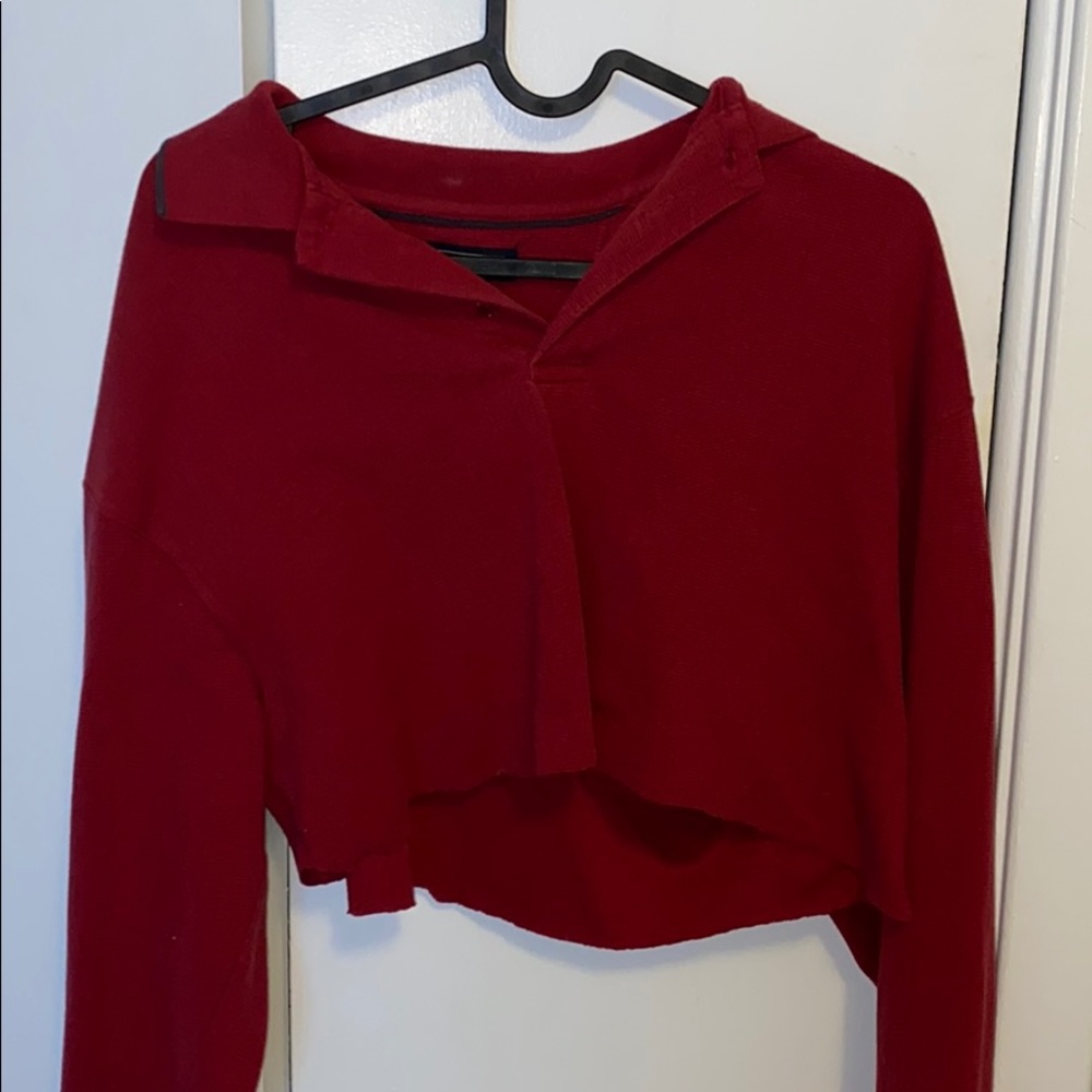 Red cropped button up
